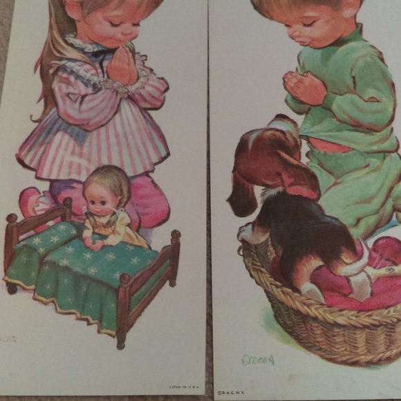Sedona Litho Praying Children 1950 - 1960 - you get 2 lithos - Picture 4 of 4